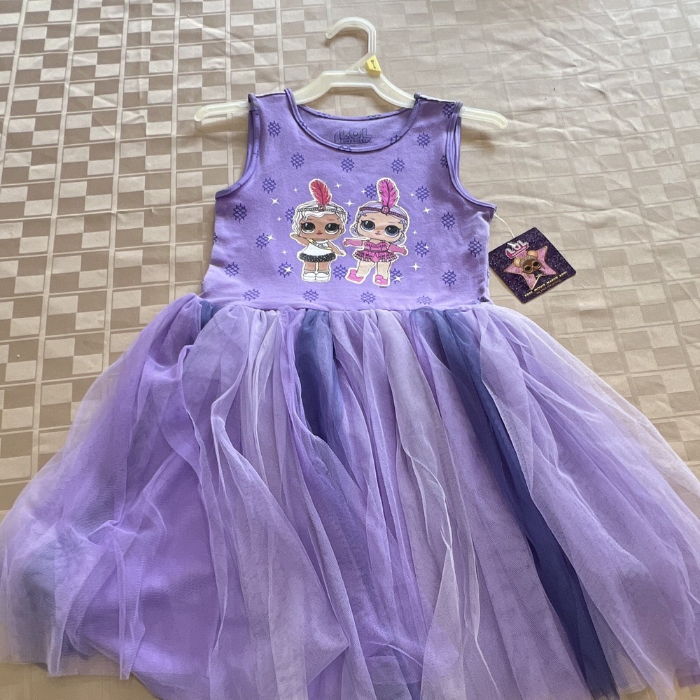L.O.L. Surprise! Girls Purple Sleeveless Tutu Dress  7 8 Party Princess costume